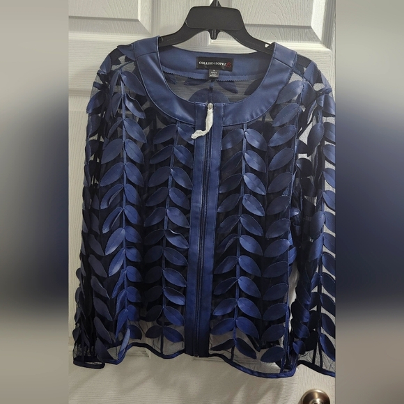 Colleen Lopez Blue Sheer Leaf Jacket - Picture 1 of 5